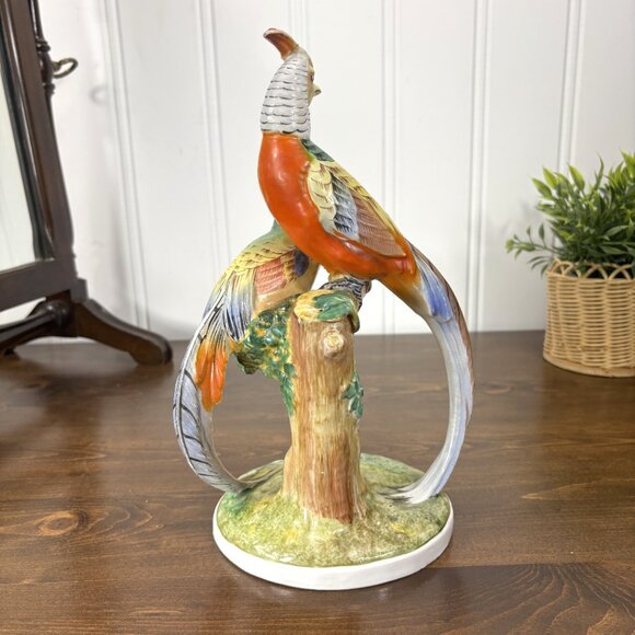 Vintage Pheasant Figurine Ugo Zaccagnini Italian Porcelain Pheasants - Picture 4 of 15